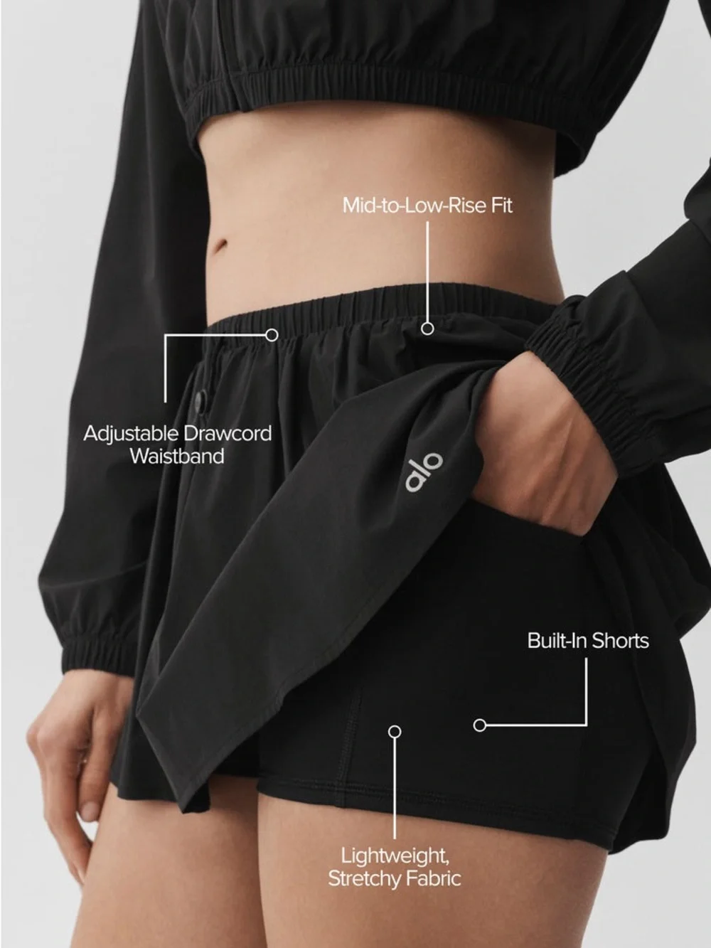 ALO Breezy Tennis Skirt in Black - XS
